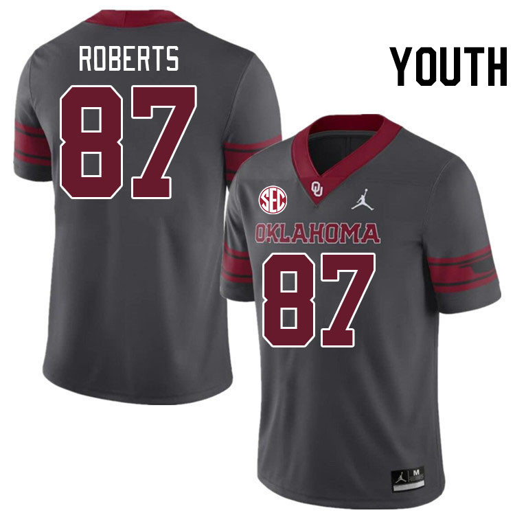 Youth #87 Jake Roberts Oklahoma Sooners 2024 SEC Conference College Football Jerseys-Charcoal